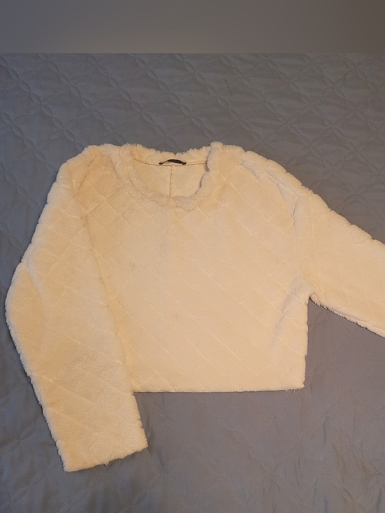 Zara Sweaters - Zara Winter White Plush Fuzzy Jacket